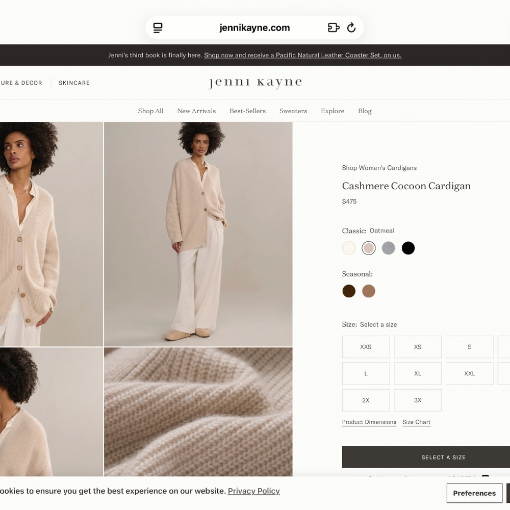 JENNI KAYNE CASHMERE COCOON CARDIGAN NWOT